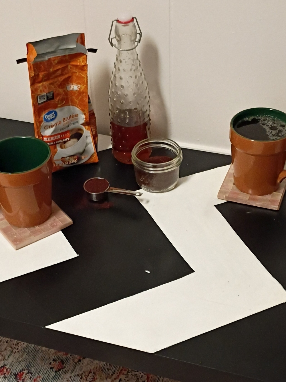 Brown Ceramic Coffee Mugs with Green Interior - Set of 2